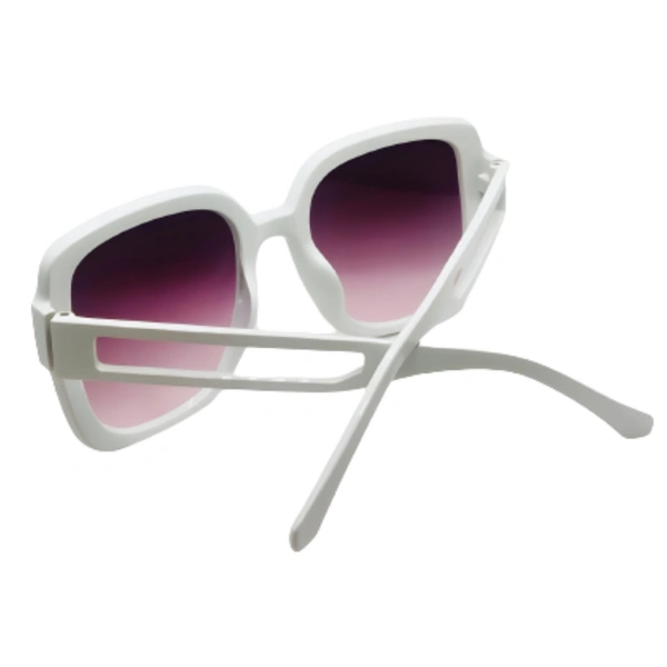  "Malukks Premium Line Exclusive Dark Sienna Sunglasses with Trending Shape and Chic White Frame Ladies Or Girls" - White, Free Size