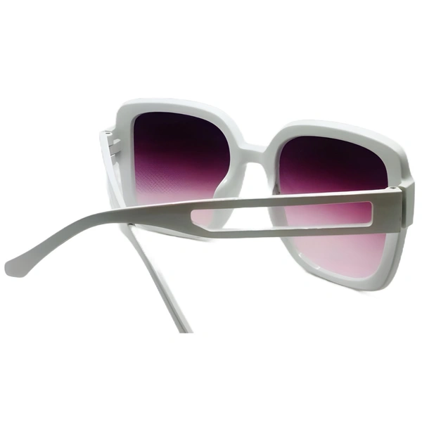  "Malukks Premium Line Exclusive Dark Sienna Sunglasses with Trending Shape and Chic White Frame Ladies Or Girls" - White, Free Size