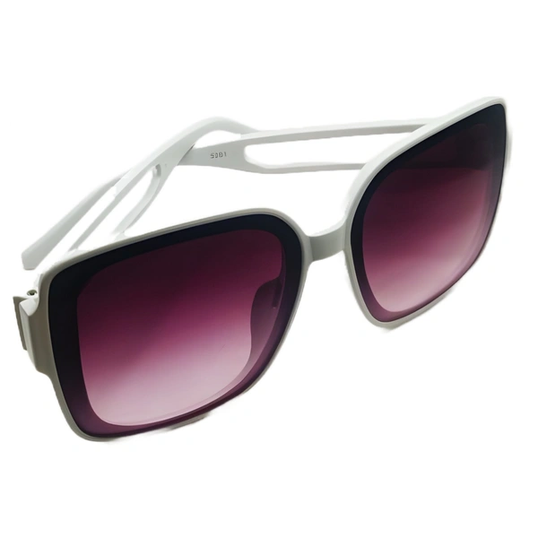  "Malukks Premium Line Exclusive Dark Sienna Sunglasses with Trending Shape and Chic White Frame Ladies Or Girls" - White, Free Size