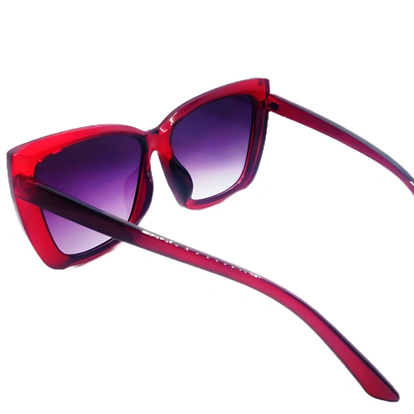 "Exclusively MALUKKS: Luxury Class Purple Sunglasses with Cadmium Red Frame - Limited Edition Special Girls" - Free Size, Cadmium Red