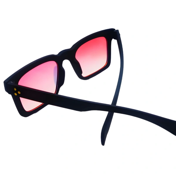 "Malukks Light Weight Class Orange Red Shade Square Shape with Matte Black Frame" - Free Size, Orange Red