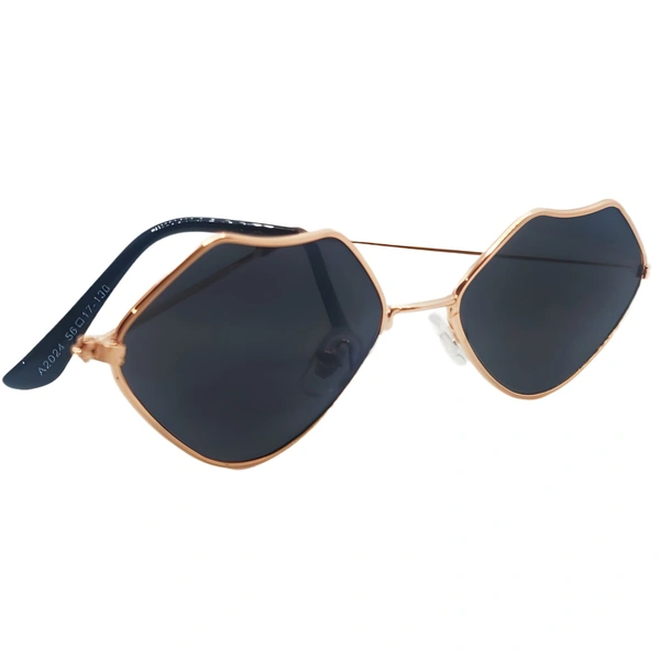 "🖤 MALUKKS Premium Class Limited Edition Black Shade Rose Gold Frame Sunglasses - Elegance Redefined Unisex" - Black, Free Size