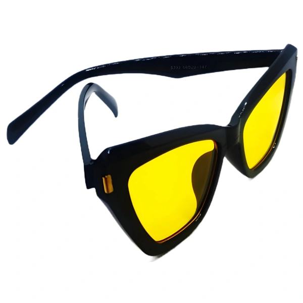 "🌟 MALUKKS Limited Edition Yellow Shade Glossy Black Sunglasses with Gold Touch 😎" - Yellow, Free Size