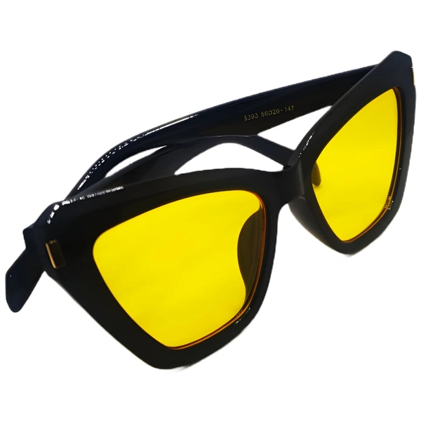 "🌟 MALUKKS Limited Edition Yellow Shade Glossy Black Sunglasses with Gold Touch 😎" - Yellow, Free Size