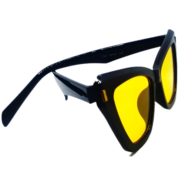 "🌟 MALUKKS Limited Edition Yellow Shade Glossy Black Sunglasses with Gold Touch 😎" - Yellow, Free Size