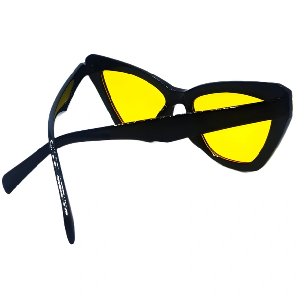 "🌟 MALUKKS Limited Edition Yellow Shade Glossy Black Sunglasses with Gold Touch 😎" - Yellow, Free Size