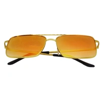 "MALUKKS Limited Edition Shiny Gold Square Sunglasses Unisex" - Orange, Free Size