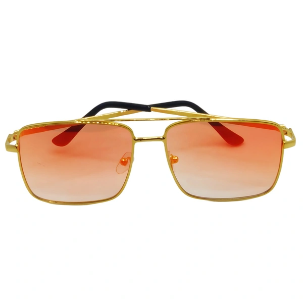 "MALUKKS Limited Edition Shiny Gold Square Sunglasses Unisex" - Orange, Free Size