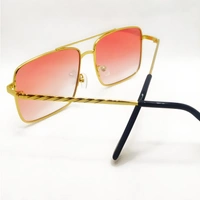 "MALUKKS Limited Edition Shiny Gold Square Sunglasses Unisex" - Orange, Free Size