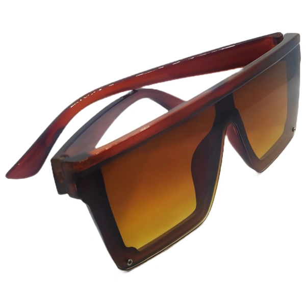 "🔒 Premium Class Brown Glossy Finish Sunglasses by MALUKKS: Limited Edition Trending Model 🕶️" - Brown, Free Size