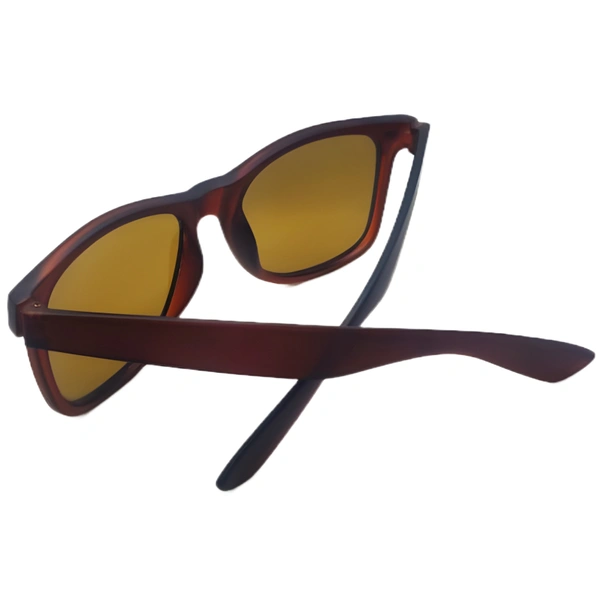 "Elevate Your Look with MALUKKS Trendy Square Brown Matt Finish Sunglasses Boys! 😎🌟" - Brown, Free Size