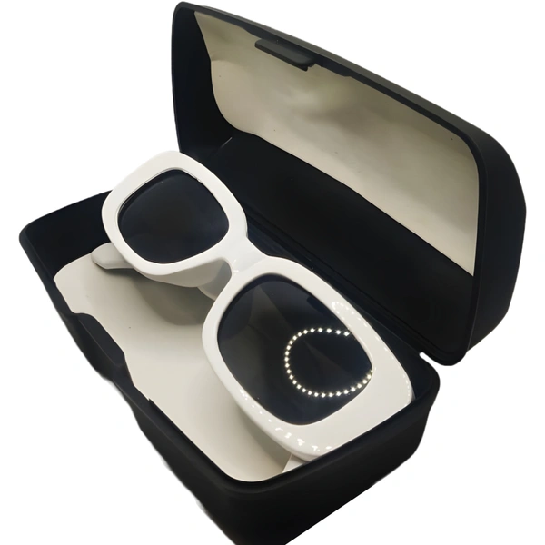 "🍭Candy Delight: Limited Edition Glossy White & Black Sunglasses by MALUKKS" - White, Free Size