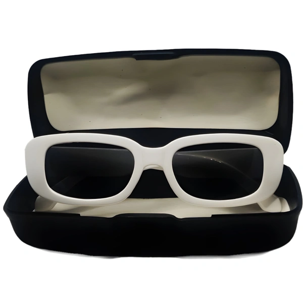 "🍭Candy Delight: Limited Edition Glossy White & Black Sunglasses by MALUKKS" - White, Free Size