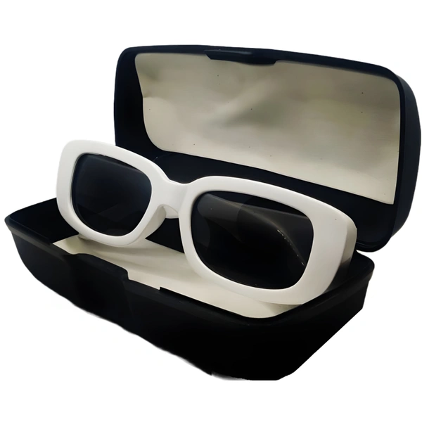 "🍭Candy Delight: Limited Edition Glossy White & Black Sunglasses by MALUKKS" - White, Free Size