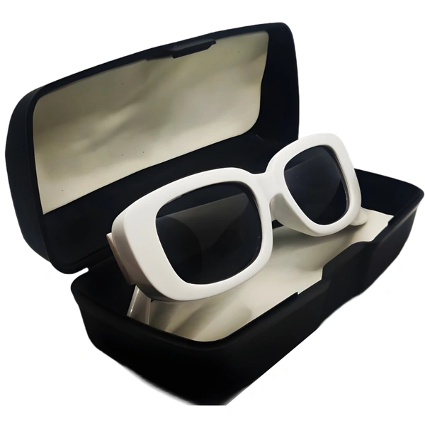 "🍭Candy Delight: Limited Edition Glossy White & Black Sunglasses by MALUKKS" - White, Free Size