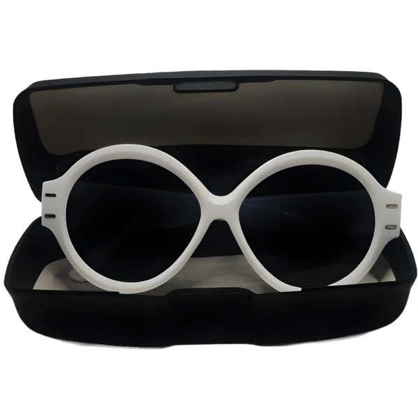 "🦉 Owl Model Luxury: Limited Edition Black Shades with Shiny White Frame 😎👑" - White, Free Size