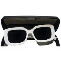 "✨ Gahnechy Glamour: Luxury Black Sunglasses with Glossy White Frame 😎👑" - White, Free Size