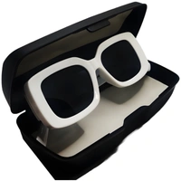 "✨ Gahnechy Glamour: Luxury Black Sunglasses with Glossy White Frame 😎👑" - White, Free Size