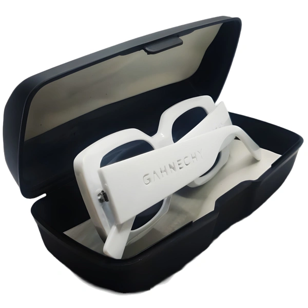 "✨ Gahnechy Glamour: Luxury Black Sunglasses with Glossy White Frame 😎👑" - White, Free Size