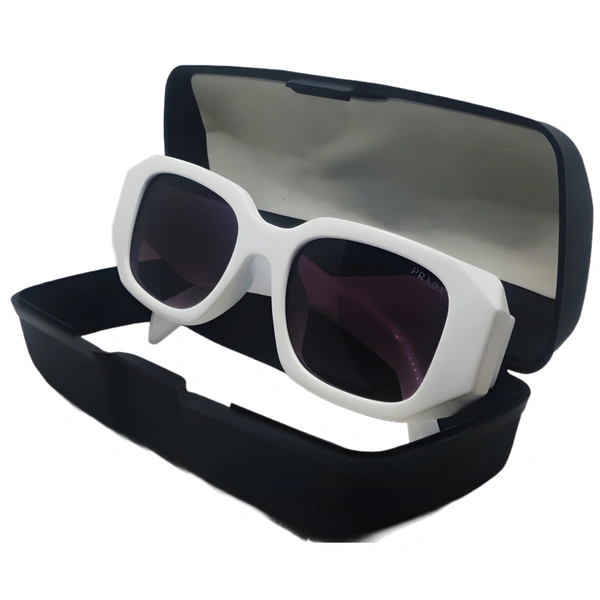 "🌟 PRADA Glossy White Sunglasses by MALUKKS - The Epitome of Luxury!" - White, Free Size