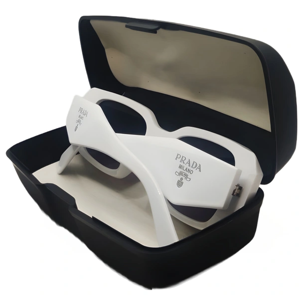 "🌟 PRADA Glossy White Sunglasses by MALUKKS - The Epitome of Luxury!" - White, Free Size