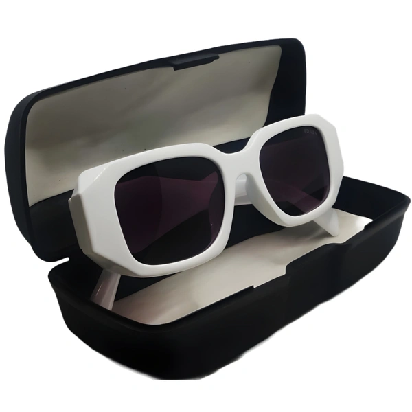 "🌟 PRADA Glossy White Sunglasses by MALUKKS - The Epitome of Luxury!" - White, Free Size