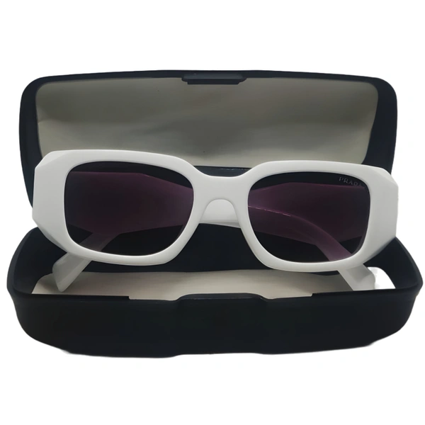 "🌟 PRADA Glossy White Sunglasses by MALUKKS - The Epitome of Luxury!" - White, Free Size