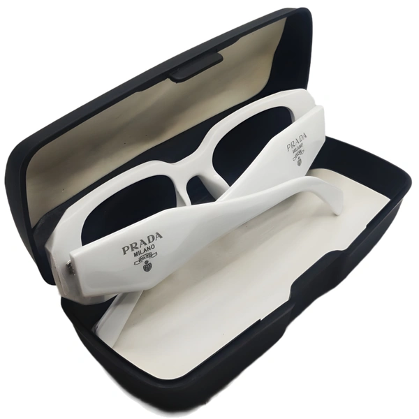 "🌟 PRADA Glossy White Sunglasses by MALUKKS - The Epitome of Luxury!" - White, Free Size