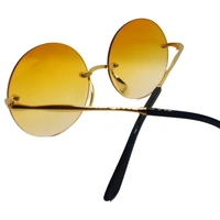 Rimless Rose Gold Touch Yellow Orange Luxury Class Round Sunglasses by MALUKKS - Elegance in Every Shade Girls - Free Size, Yellow