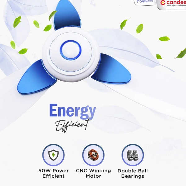 Candes Florence 400rpm  Anti Dust Ceiling Fan, Sweep: 1200 mm - White Blue