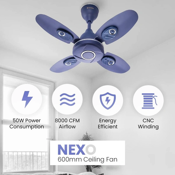 Candes Nexo Ultra High Speed 4 Blade Ceiling Fan, Sweep: 600 mm - Silver Blue