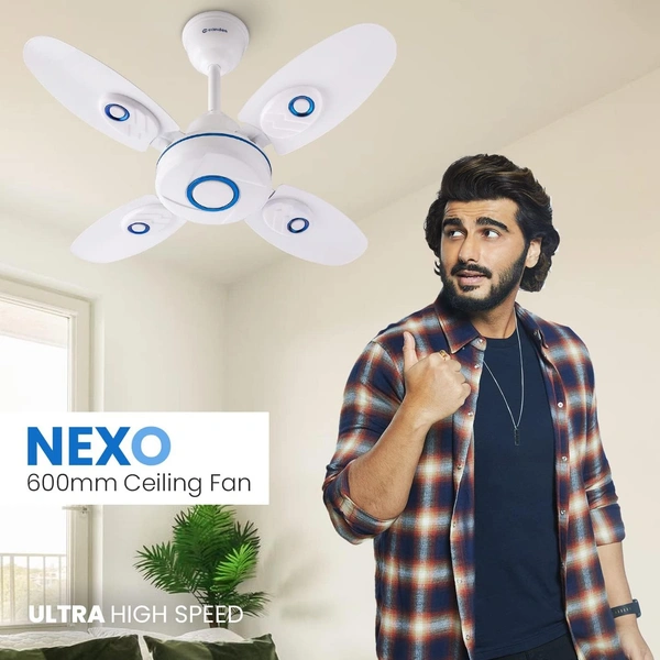 Candes Nexo Ultra High Speed 4 Blade Ceiling Fan, Sweep: 600 mm - White Blue