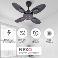 Candes Nexo Ultra High Speed 4 Blade Ceiling Fan, Sweep: 600 mm - Coffee Brown
