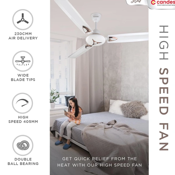 Candes Star 400rpm Anti Dust Decorative Ceiling Fan, Sweep: 1200 mm - Ivory