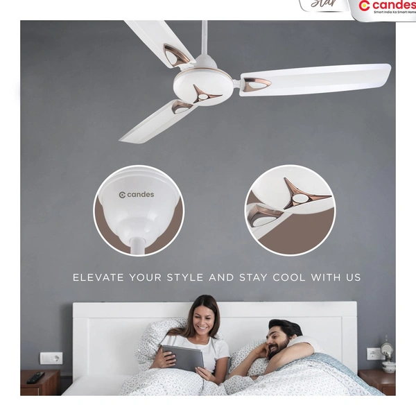 Candes Star 400rpm Anti Dust Decorative Ceiling Fan, Sweep: 1200 mm - Ivory