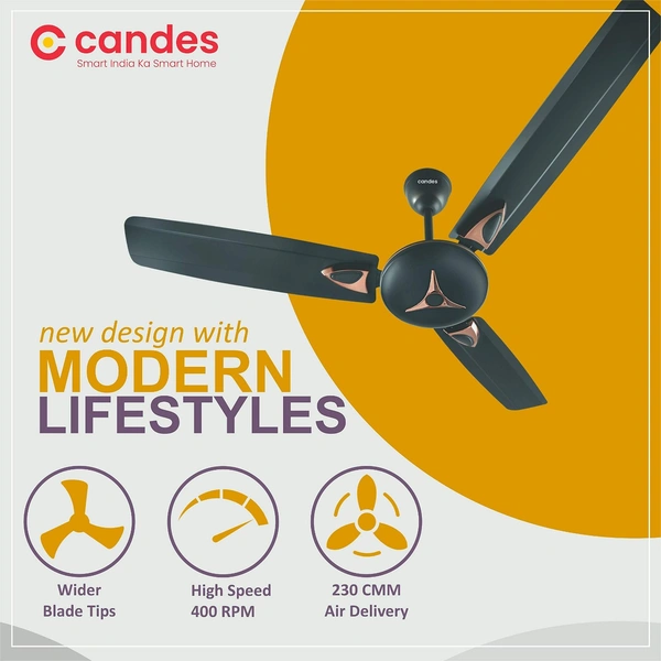 Candes Star 400rpm Anti Dust Decorative Ceiling Fan, Sweep: 1200 mm - Brown