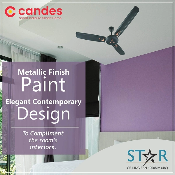 Candes Star 400rpm Anti Dust Decorative Ceiling Fan, Sweep: 1200 mm - Brown