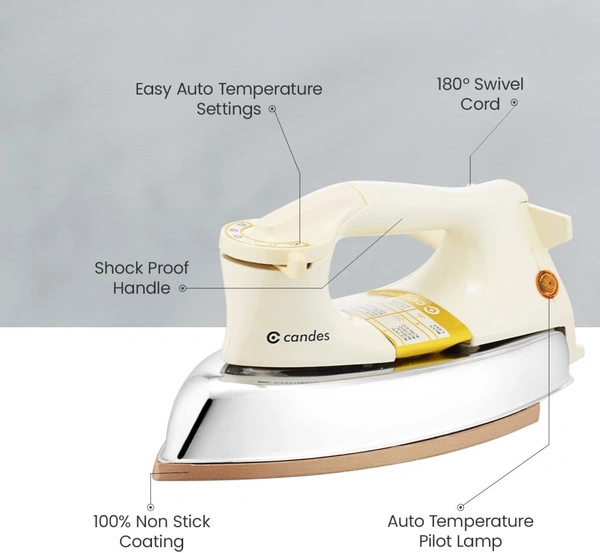 Candes Plancha 1000W Heavy Weight Electric Dry Iron, EI-105