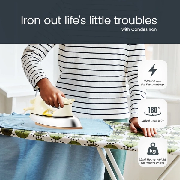 Candes Plancha 1000W Heavy Weight Electric Dry Iron, EI-105