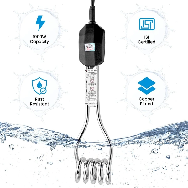 Candes Black Immersion Heater Rod - 1000W