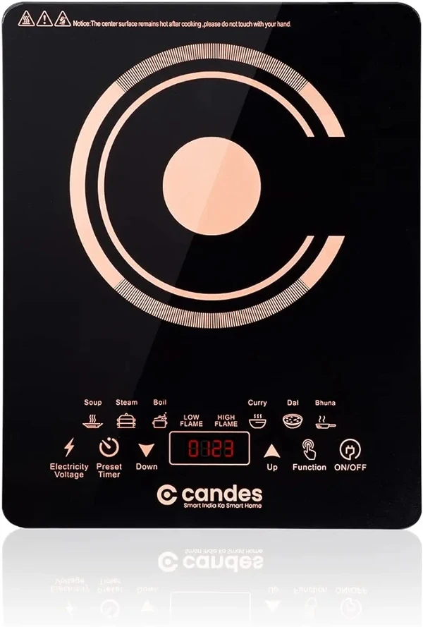 Candes ICT-2200-TP 2200W Glass Black Electric Induction Cooktop with Touch Panel - Black