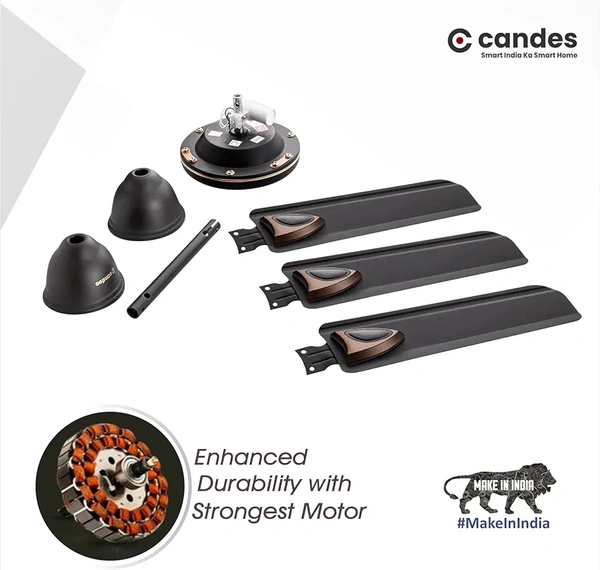 Candes Amaze 440rpm Anti Dust Ceiling Fan, Sweep: 900 mm - Coffee Brown
