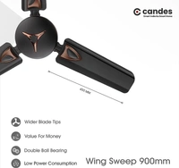 Candes Amaze 440rpm Anti Dust Ceiling Fan, Sweep: 900 mm - Coffee Brown