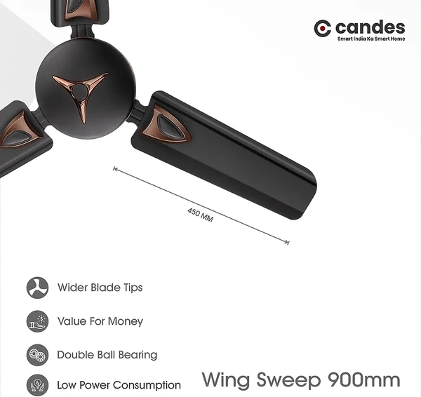 Candes Amaze 440rpm Anti Dust Ceiling Fan, Sweep: 900 mm - Coffee Brown