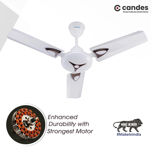 Candes Amaze 440rpm Anti Dust Ceiling Fan, Sweep: 900 mm - White