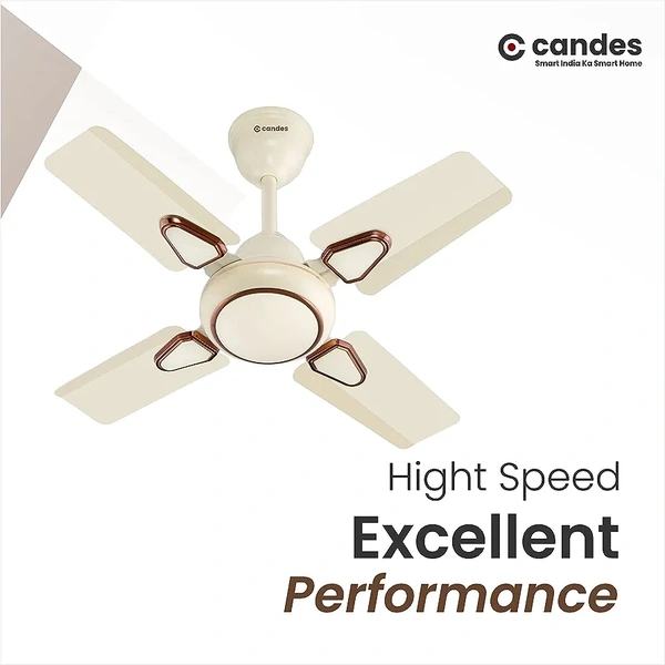 Candes Brio 858rpm 4 Blade Anti Dust Ceiling Fan, Sweep: 600 mm - Ivory