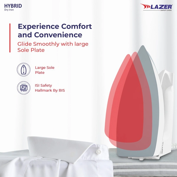 Lazer Hybrid 1000W White Dry Iron