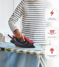 Candes El106 1000W Red & Black Non Stick Teflon Coating Dry Iron - Red/Black
