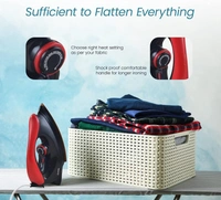 Candes El106 1000W Red & Black Non Stick Teflon Coating Dry Iron - Red/Black