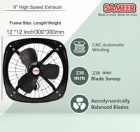 Sameer 230mm High Speed 3 Blade Black Exhaust Fan, Speed: 1350 rpm - 230mm